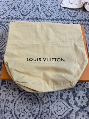Louis Vuitton Cream Dust Bag with Black Logo
